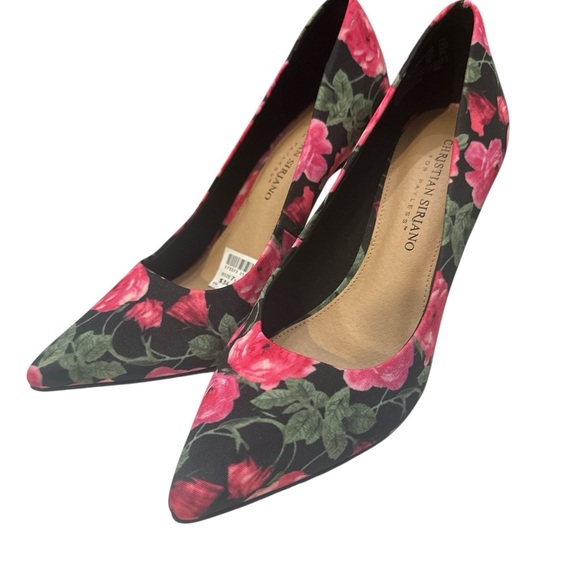 Christian Siriano Black + Pink + Green Floral Heels Size 7.5 NWT - Picture 2 of 5